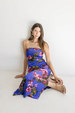 Sleeveless Floral Print Maxi Dress Navy