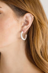  Semi Square Hoop Earrings Silver