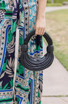  Faux Leather Knotted Rope Purse Black