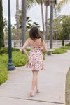  Sleeveless Floral Print Ruffle Mini Dress Red