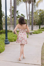  Sleeveless Floral Print Ruffle Mini Dress Red