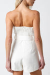 Waitlist 2/5 ♥ Mercedes Sleeveless Belted Denim Romper White