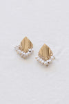 Diamond Shape Pearl Drop Earrings Gold