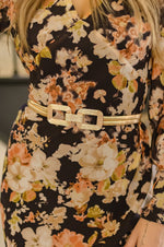 Double Square Metal Link Stretch Belt Gold