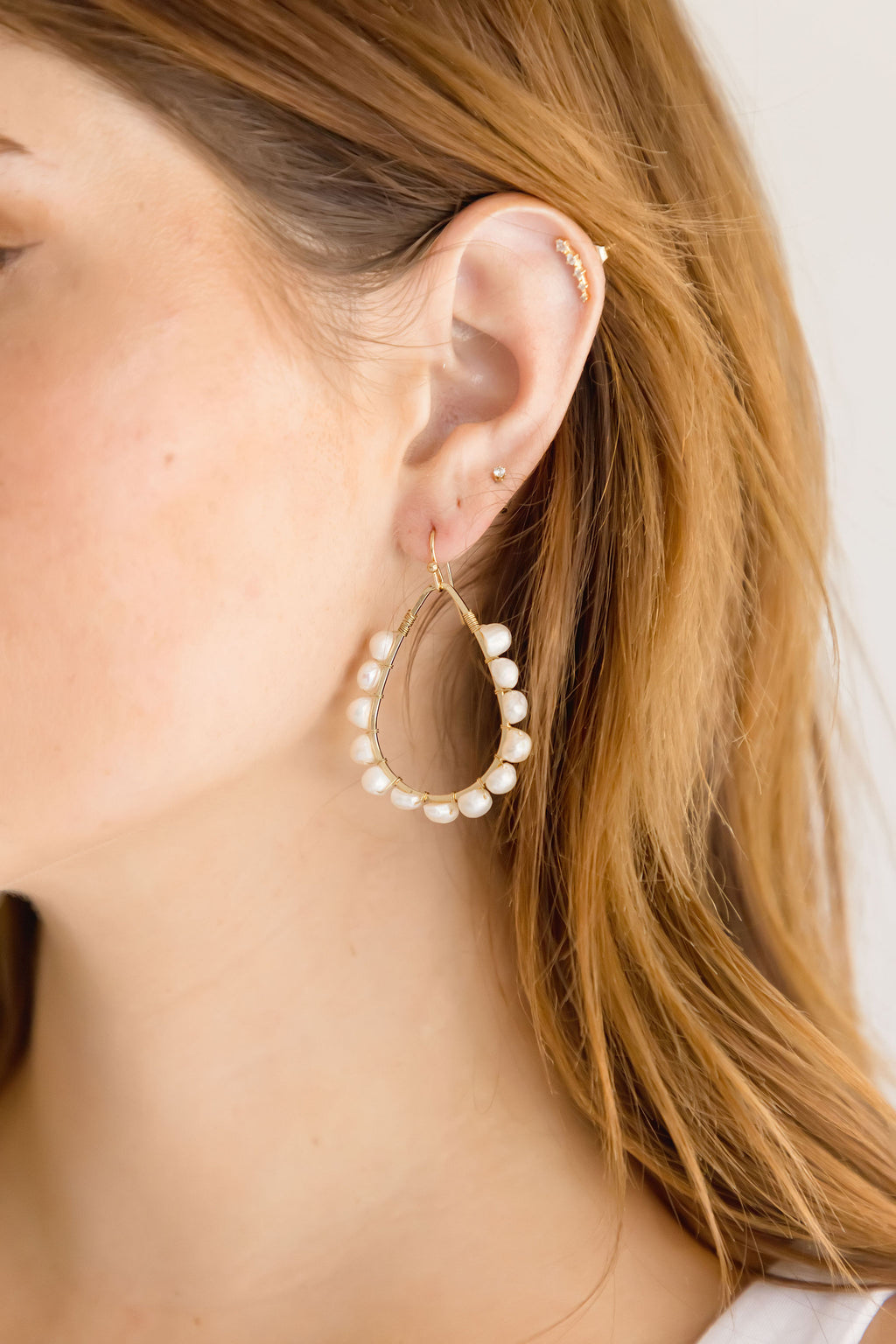 Pearl Teardrop Earrings Gold