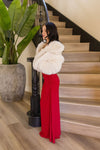 Long Sleeve Faux Fur Jacket Ivory