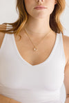  Layered Clear Disc Charm Necklace Gold