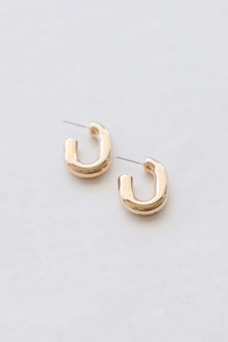  Rectangle Thick Hoop Earrings Gold