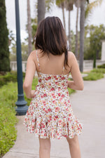  Sleeveless Floral Print Ruffle Mini Dress Red