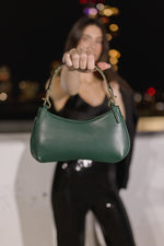 Faux Leather Shoulder Purse Green