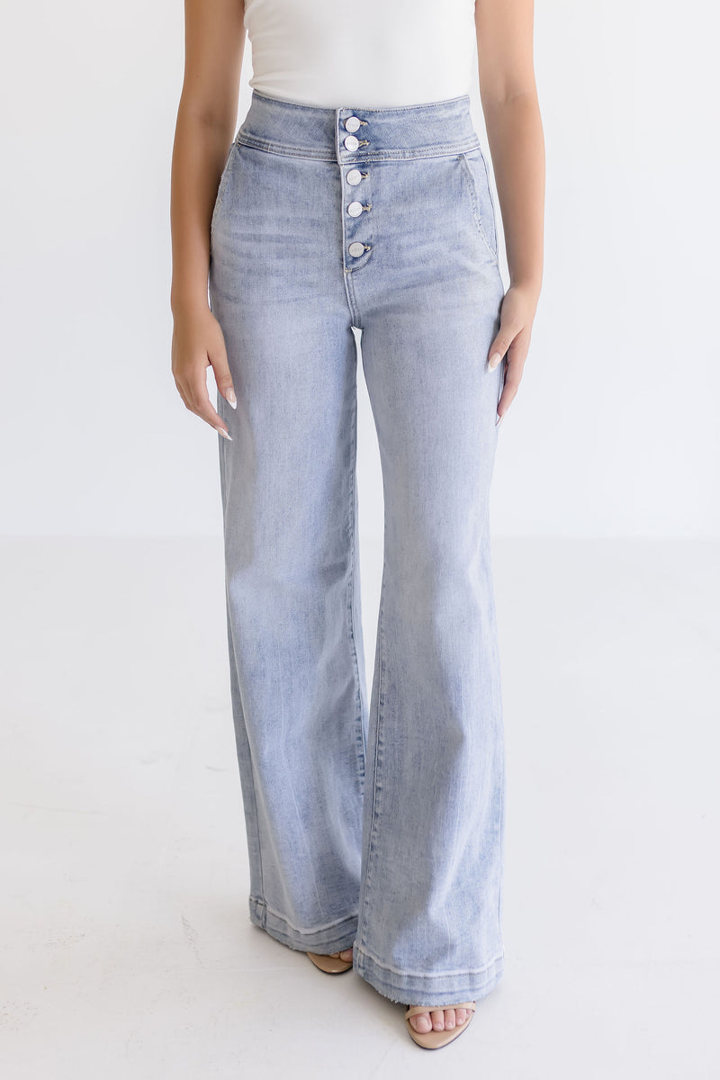 Allison High Rise Wide Leg Jeans Light Wash