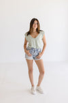 Short Cap Sleeve Top Sage