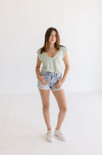 Short Cap Sleeve Top Sage