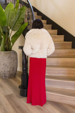 Long Sleeve Faux Fur Jacket Ivory