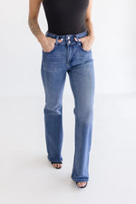  High Rise Flare Leg Jeans Dark Wash