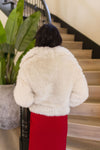 Long Sleeve Faux Fur Jacket Ivory