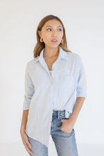 Stripe Button Down Top Light Blue