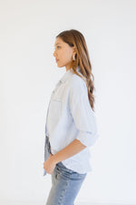 Stripe Button Down Top Light Blue