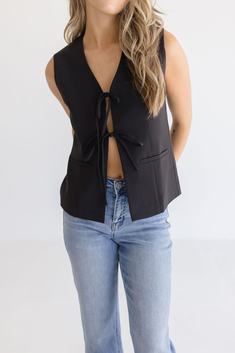 Bow Tie Vest Black