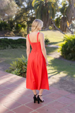 Sleeveless Linen Midi Dress Red