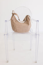 Faux Leather Hobo Shoulder Purse Taupe