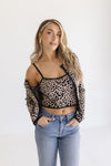  Leopard Print Cami And Cardigan Set Khaki