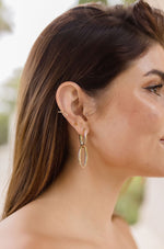 Double Hoop Drop Earrings Gold