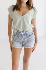 Short Cap Sleeve Top Sage