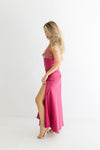 Sleeveless Lace Contrast Maxi Dress Magenta