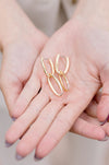 Double Hoop Drop Earrings Gold