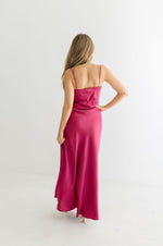 Sleeveless Lace Contrast Maxi Dress Magenta