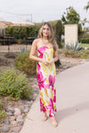 Sleeveless Floral Print Maxi Dress Fuchsia