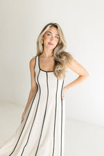 Sleeveless Contrast Linen Midi Dress Natural