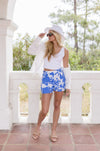  Floral Print Shorts Blue