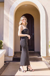 Sleeveless Halter Tie Knit Maxi Dress Black