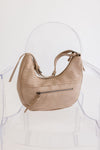 Faux Leather Hobo Shoulder Purse Taupe