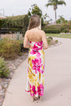 Sleeveless Floral Print Maxi Dress Fuchsia