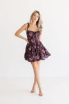 Cecilia Sleeveless Shoulder Tie Floral Print Mini Dress Brown