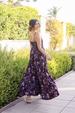 Sleeveless Floral Print Maxi Dress Brown