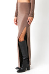 Nichole Long Sleeve Mock Neck Crop Top And Maxi Skirt Brown