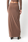 Nichole Long Sleeve Mock Neck Crop Top And Maxi Skirt Brown