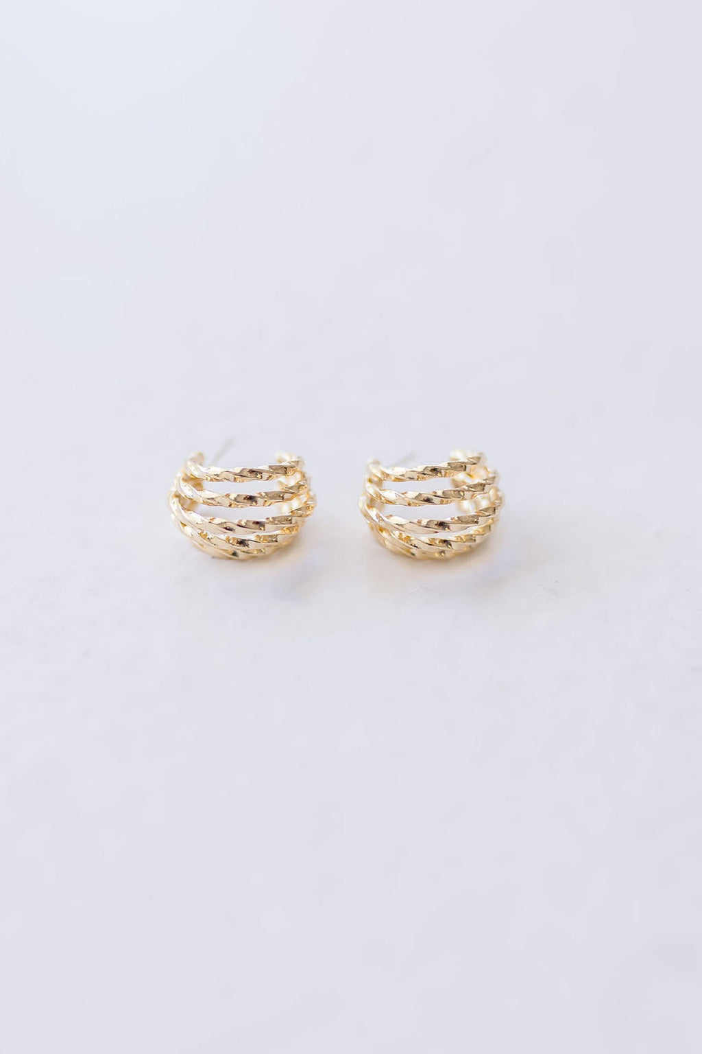 Twisted Stacked Mini Hoop Earrings Gold