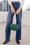 Faux Suede Shoulder Purse Green