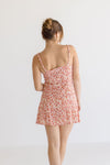  Sleeveless Front Tie Floral Print Mini Dress Rust