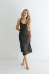 Sleeveless Bustier Polka Dot Print Midi Dress Black