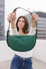 Faux Suede Shoulder Purse Green