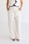 Elena Double Breasted Contrasting Edge Vest And Pants Set Cream