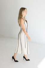 Sleeveless Contrast Linen Midi Dress Natural