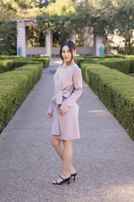 Long Sleeve Wrap Knit Sweater Mini Dress Taupe