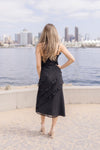  Sleeveless Ruffle Midi Dress Black